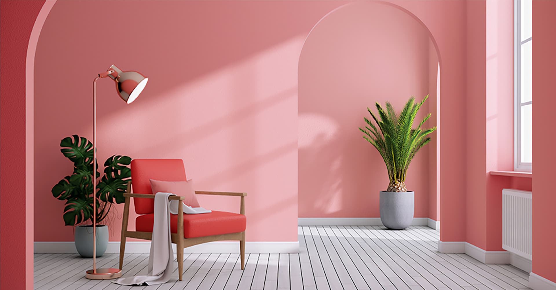 Peinture rose sans COV pour les murs de la chambre.